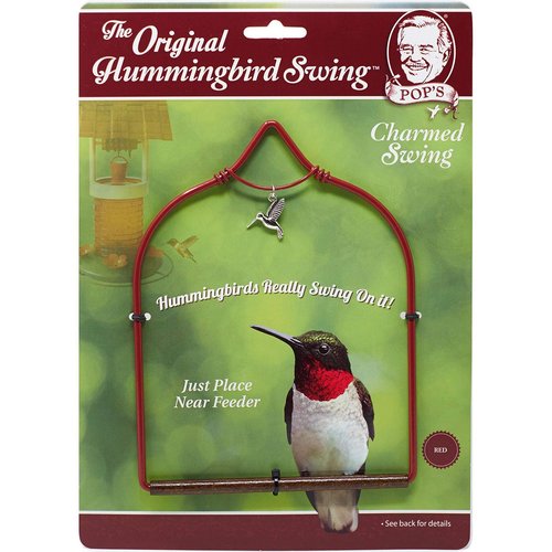 Pop's Birding, The Original Charm Hummingbird Swing for Outdoors - Perfect Bird Perch for Small Birds - Sturdy Steel Metal Swing Set with Hook Included