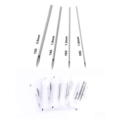 Xiboya textile 100Pcs Mix Body Piercing Needles Sizes12G/14G/16G/18G Piercing Needles Sterile Ear Nose Piercing Needles
