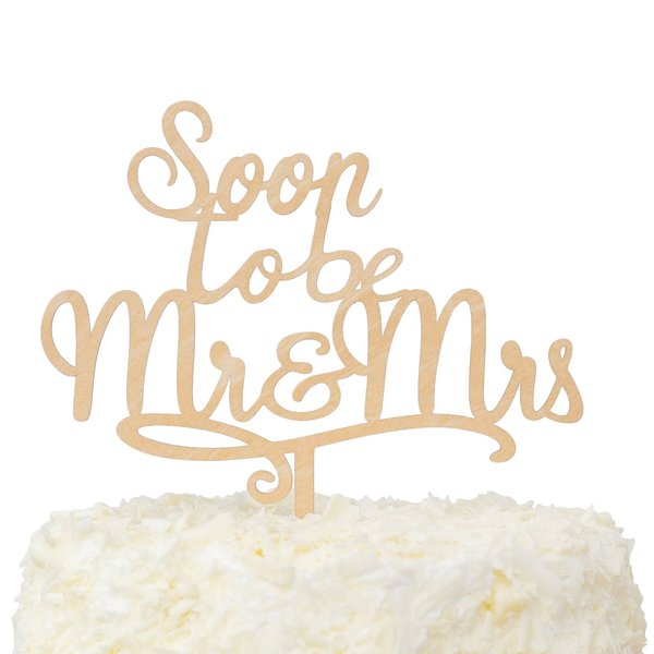 LOVENJOY Gift Boxed Soon To Be Mr and Mrs Engagement Cake Topper Rustic Wood