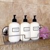 Artanis Home Silkscreened Empty Shower Bottle Set for Shampoo, Conditioner, and Body Wash, Squat 16 oz 3-pack, White (Black Pumps)