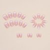 Pink Gradient Press on Nails Short Square Fake Nails Kit Glossy Reusable Artificial False Nails Natural Fit Glue on Nails Acrylic Stick on Nails for Women Girls DIY Manicure Decoration
