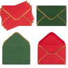 100 Pieces Mini Christmas Envelopes V Flap Small Envelopes with Gold Border for Blank Note Cards, Business Gift Cards (Red/Dark Green) (4 x 2.7 Inches)