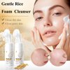 Rice Facial Cleanser, Gentle Face Cleanser, Foaming Face Wash with Silicone Brush, Hydrating Face Wash with Amino Acid, Foaming Face Wash for Sensitive Skin, Facial Cleansing Washes for Acne Dry Skin