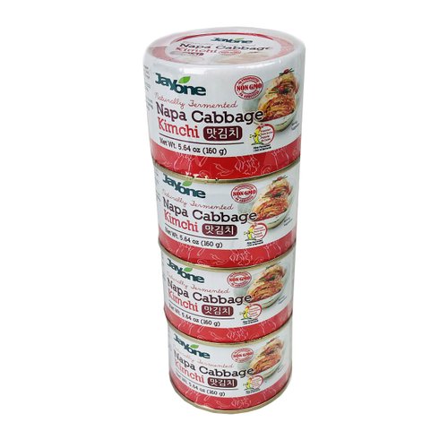Korean Canned Kimchi, Napa Cabbage Kimchi, Naturally Fermented, Non-GMO, No preservatives, No additives- (5.64oz x 4)