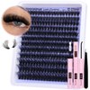 TOOCHUNAG Lash Extension Kit 12-22mm Fluffy Eyelash Extension Kit 100D Thick Volume Lash Clusters Kit D Curl Wispy Cluster Lashes Individual with Lash Bond and Seal and Tweezers