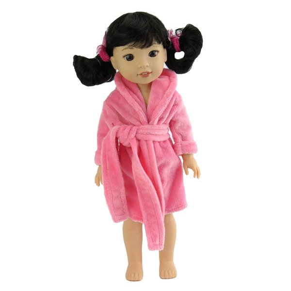 American Fashion World Pink Bathrode for 14-Inch Dolls | Premium Quality & Trendy Design | Dolls Clothes | Outfit Fashions for Dolls for Popular Brands