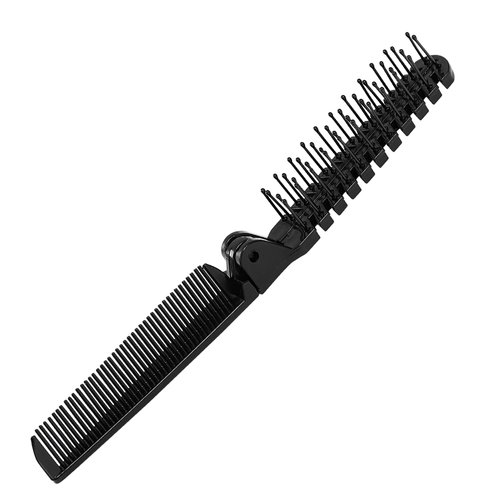 uxcell Folding Hair Comb, Portable Travel Double Headed Straightener Combs, 1 Pcs Mini Hair Cutting Brush Hairdressing Tools for Thin/Thick Curly Hair for Women and Men (Black)