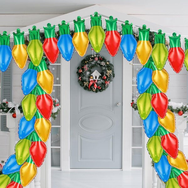 36 Pcs Christmas Light Bulb Balloon Light Bulb Film Balloons Xmas Red Green Blue Light Bulb Balloons for Christmas Party Living Room Stairs Festival Holiday Birthday Party Decoration