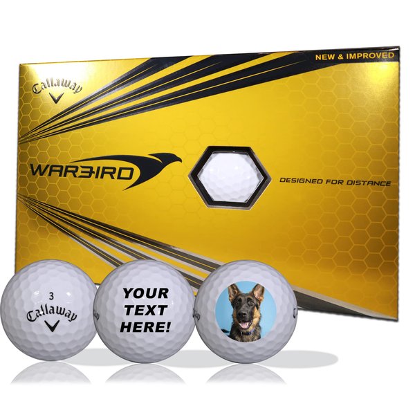 Personalized Callaway Warbird Golf Balls Plus 20 Free White & Red Wooden Golf Tees- Custom Golf Balls - Logo Golf Balls-