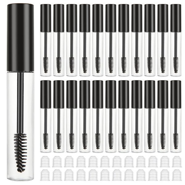 LANIAKEA 50PCS 10 ml Empty Mascara Tube, Mascara Wands with Tube, Mascara Containers Empty Eyelash Serum Tube for Castor Oil, Eyebrow Growth Serum, Coconut Oil