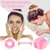 Ondder 6 Pcs Pink Spa Headband and Wristband Set Makeup Spa Headband for Washing Face Bubble Skin Care Headbands Face Wash Sponge Puffy Headband Head Bands Hair Accessories for Women Girls