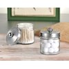 Bathroom Vanity Glass Storage Organizer Holder Canister Apothecary Jars for Cotton Swabs, Rounds, Balls, Qtips,Makeup Sponges, Flossers,Bath Salts - 2 Pack, Clear (Brushed Nickel)