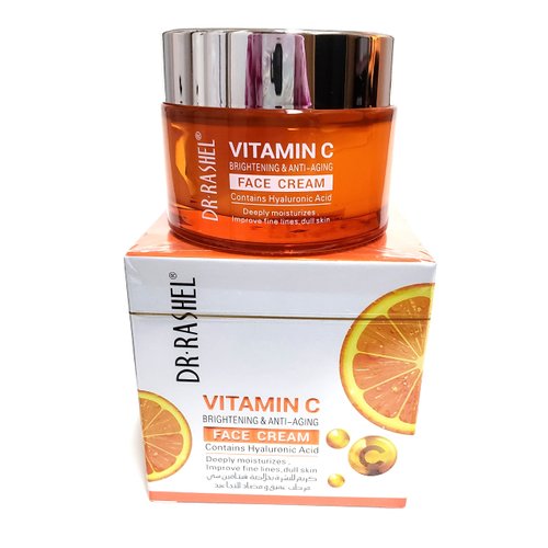 Dr Rashel Vitamin C Face Cream - Hyaluronic Acid , Anti Aging and Collagen Moisturizer - 1.76 oz + 1 Pcs of Collagen Crystal Lip Mask Strawberry