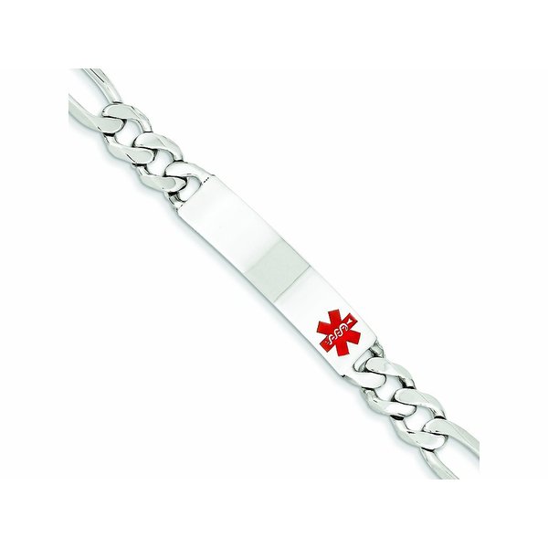FJC Finejewelers Sterling Silver Polished Medical Figaro Anchor Link Id Bracelet