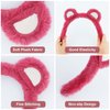WHAVEL 2 Pcs Bear Ears Headband, Plush Animal Ears Headband Bear Headband Spa Face Wash Headband Cute Ears Head Band Bear Costume Party Hair Accessories for Adult Women Kids (Pink,Rose)