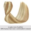 Hair Extensions 16 Inch Hair Extensions Real Human Hair Light Blonde to 613 Blonde Straight Hair Extensions Human Hair Extensions Hidden Wire Hair Extensions Transparent Fish Line Invisible Hairpiece