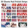 SILPECWEE 30 Sheets Plaid Nail Polish Strips Full Nail Wraps Self Adhesive Nail Polish Stickers for Women Nail Strips Real Nail Polish Nail Art Accessories with 1pc Nail File