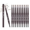 Berinist 12Pcs Light Brown Eyebrow Pencil Set， Retractable Eyebrow Pencil with Brow Brush, Professional Eyebrow Shaping and Filling Pencil for Women Eye-Makeup, Easy to Color, Waterproof Long-lasting