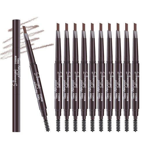 Berinist 12Pcs Light Brown Eyebrow Pencil Set， Retractable Eyebrow Pencil with Brow Brush, Professional Eyebrow Shaping and Filling Pencil for Women Eye-Makeup, Easy to Color, Waterproof Long-lasting