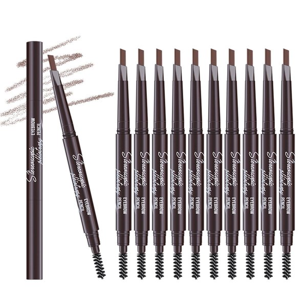 Berinist 12Pcs Light Brown Eyebrow Pencil Set， Retractable Eyebrow Pencil with Brow Brush, Professional Eyebrow Shaping and Filling Pencil for Women Eye-Makeup, Easy to Color, Waterproof Long-lasting