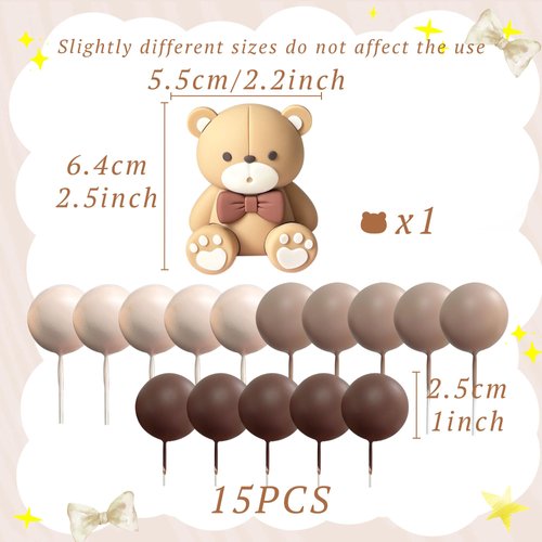 JeVenis Brown Bear Cake Decoration Baby Bear Baby Shower Cake Topper Bears Cake Decoration Baby Shower Birthday Cake Decoration