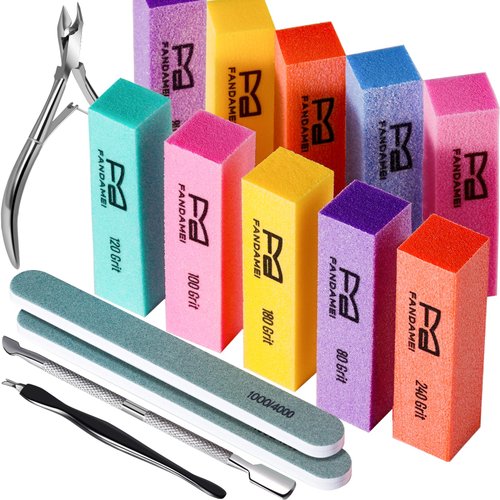 FANDAMEI Nail Buffer, 10 PCS Nail Buffer Block with Different Grit, Nail Buffers, Nail Buffing Block, Buffer Nail File, Cuticle Trimmer, Nail Care Tool Kit, Nail Tools, Nail Kit, Manicure Tools