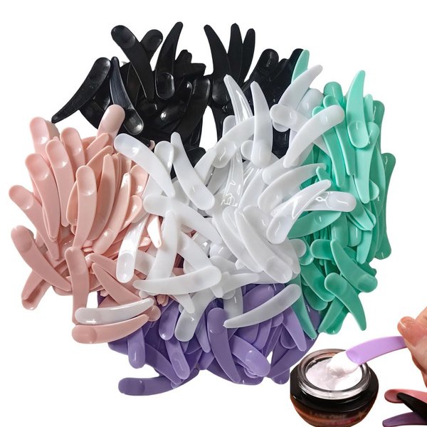 300Pcs Cosmetic Spatulas - Mini Spatula for Cosmetics, Plastic Makeup Scoop Spatulas, Bulk Disposable Makeup Spatula for Mixing and Sampling, applying your cream, mask, ointment (Multi Colored)