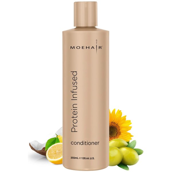 MOEHAIR Protein Infused Conditioner | Protein Hair Treatment | Repairs Damaged Hair | Hydrates Hair | Controls Frizz | Adds Shine & Luster | Sulfate & Paraben-Free, (12 Fl Oz)