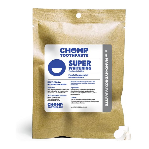 Chomp Super Whitening Toothpaste Tablets with Nano Hydroxyapatite Refill