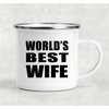 Designsify Gifts, World's Best Wife, 12oz Camping Mug Stainless Steel Enamel Tea-Cup with Handle, for Birthday Anniversary Mom Dad Parents Fathers Mothers Day Party, to Men Women Him Her Friend Mom