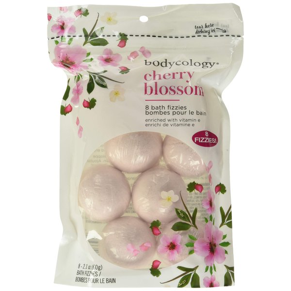 Bodycology Cherry Blossom Bath Fizzies Soak Balls, 8 Count