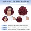 Quantum Love Short Curly Bob Ombre Red Wigs Loose Wave Side Part Wig for Black Women Short Body Wave Bob Synthetic Wig (10 inches)