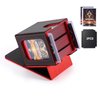 MTG Deck Box, Double Display Window Deck Box MTG, Commander Deck Box Fits 120+ Single Sleeved Cards, PU Leather Magnetic Closure Card Deck Box with 2 Dividers&2 Toploaders for TCG, CCG, Black/Red
