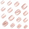 Press on Nails Short Square Fake Nails with Cat Eyes Designs Glitter Glue on Nails Glossy False Nails Press ons Acrylic Stick on Nails for Women 24 Pcs