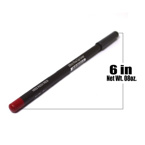 Italia-Deluxe Makeup Eyeliner 1053 Rich Red Eye Lip Liner Pencil 0.08 oz + ZipBag