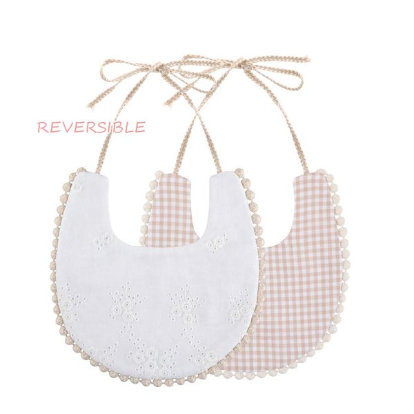 GZMM Baby Bib For Girls,Reversible Waterproof Handmade Natural Cotton Baby Drool Bib 0-12 months 2 Pack (floral mult-9, 0-12 months)