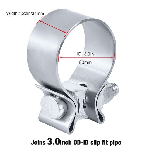 EVIL ENERGY 3.0 Inch Exhaust Clamp,Narrow Band Muffler Clamp Stainless Steel