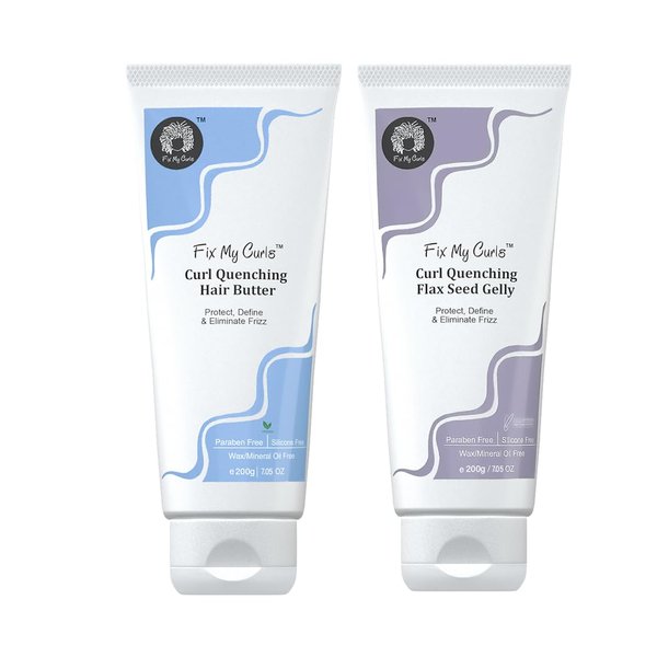 FIX MY CURLS Curl Quenching Moisture Styling Duo | For Curly, Wavy, Dry, Frizzy Hair| Curl Activator with Chia & Aloe Vera | Silicone Free| 7.05 Oz Each