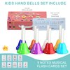Hand Bells, 8 Note Musical Handbells Set with 17 Songbook Musical Toy Percussion Instrument for Toddlers Children Kids for Children's Day Family Activity School and Church (Upgraded Edition)