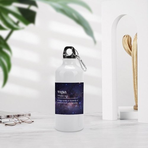 Vegan Definition Typography Water Bottles Funny Vegan Quote Water Bottles Stainless Steel 20 OZ Portable Cycling Water Bottle with Hanging Buckle for Cycling Fitness Sports Fits Most Bike Cages