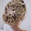 YBSHIN Bride Wedding Hair Comb Pearl Hair Piece Leaf Bridal Hair Accessories for Women and Girls (B-Rose Glod)