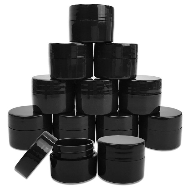 Beauticom® 72 Pieces 7G/7ML (0.25oz) Black Sturdy Thick Double Wall Plastic COntainer Jar with Foam Lined Lid for Pills, Medication, Ointments and Other Beauty and Health Aids - BPA Free