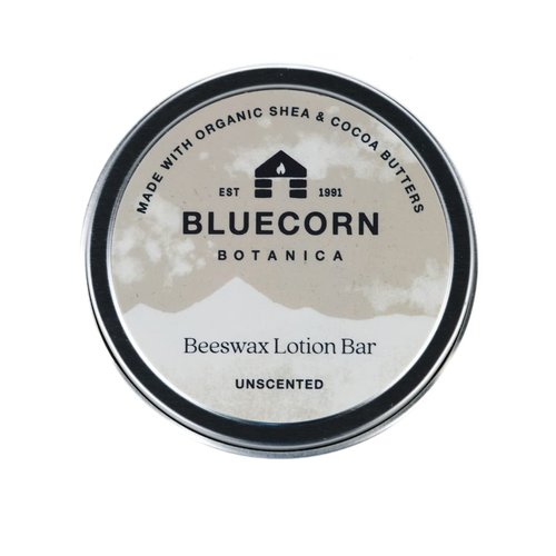 Bluecorn Beeswax Unscented Lotion Bar with Organic Cocoa Butter, Organic Shea Butter, Vitamin E, Apricot Oil & Avocado Oil. Long-Lasting Hydration for Very Dry Skin. Plastic-Free & Made in the USA.