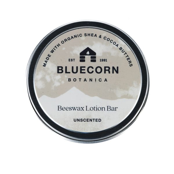 Bluecorn Beeswax Unscented Lotion Bar with Organic Cocoa Butter, Organic Shea Butter, Vitamin E, Apricot Oil & Avocado Oil. Long-Lasting Hydration for Very Dry Skin. Plastic-Free & Made in the USA.