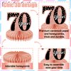 10 Pieces Rose Gold 70th Birthday Decoration,70th Birthday Centerpieces for Tables， Happy 70th Honeycomb Table Topper for Women,70th Birthday Table Sign Decor
