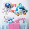 Borsgye Solar System Planet Astronaut Balloons Rocket Foil Balloons Big Mylar Number Helium Global Happy Birthday Garland Banner for Boy Kids Space Themed 4th Year Birthday Party Decorations
