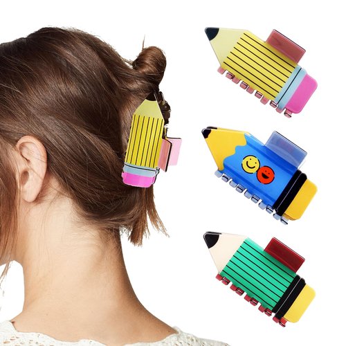 Hair Clips, Claw Clips, Hair Clips for Women Girls, Hair Accessories Strong Hold, Non-slip Hair Clip, Claw Clips for Thick Hair and Thin Hair, Hair Clips for Styling (3PCS Pencil Colorful)