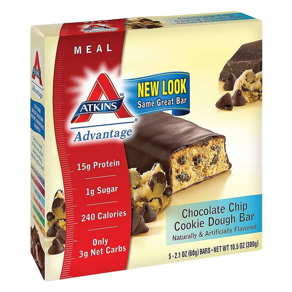 Atkins Advantage Bar Chocolate Chip Cookie Dough -- 5 Bars