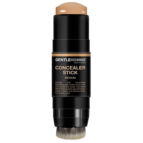 Concealer Stick with Brush for Men - Eraser Dark Circles - Men’s Multi-Use Concealer - Dual Sided Full Coverage Concealer Pen with Soft Brush - Buildable Coverage Makeup - All Skin Types- (Medium)