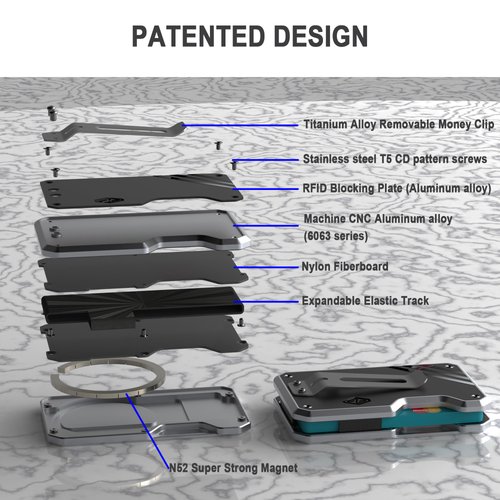 niubuy Minimalist Slim Wallet For Men RFID Blocking Front Pocket Credit Card Holder - Metal Wallet For Men With Titanium Money Clip - Magsafe Wallet for Phone Cases (Gray+Black)